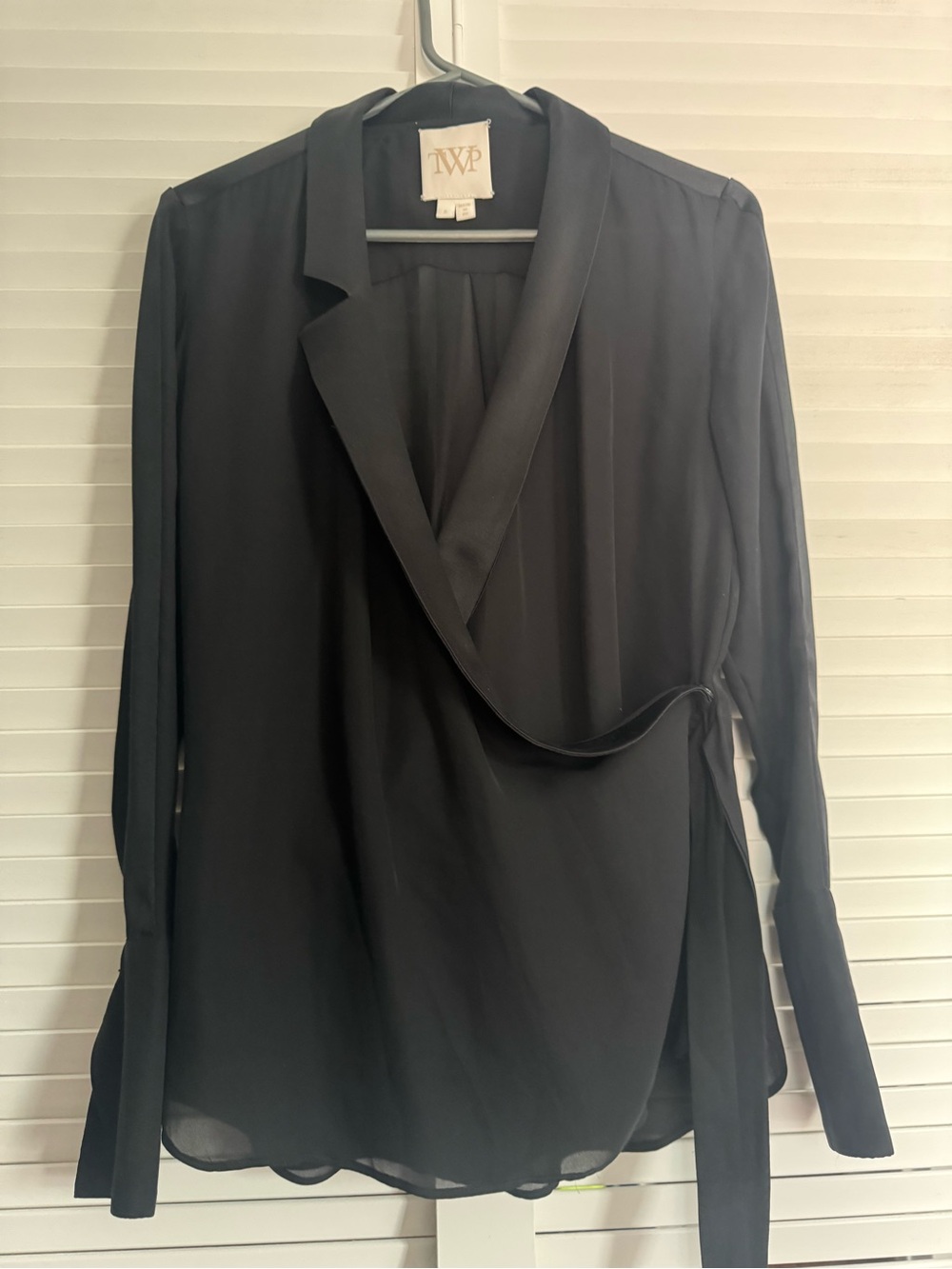 Black TWP Wrap Blouse - Elegant Long-Sleeve Women's Top
